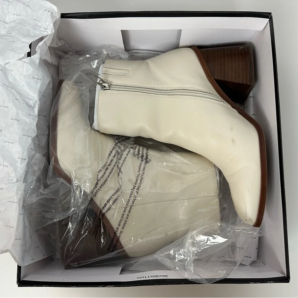 Dolce Vita Ivory Leather Ankle Boots Size 8 - Picture 9 of 9